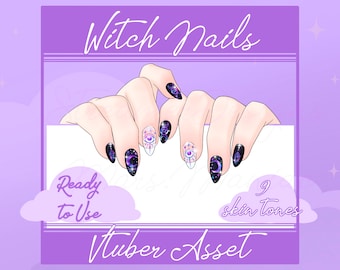 Vtuber Witch nails asset, Vtuber asset, Vtuber Accessory, Vtuber hand, Vtuber cute, vtuber rigged, Vtuber Goth asset, Vtuber nails