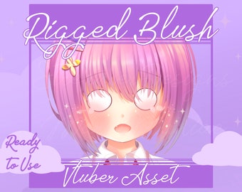 RIGGED Vtuber asset, vtuber blush, Vtuber makeup, Vtuber blush asset, Vtuber Face asset, Vtuber hat accessory, cute vtuber asset accessory