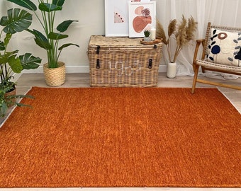 Custom Solid Burnt Orange Washable Area Rugs For Living Room Bedroom Kitchen Dining Nursery Office Boho Decor Aesthetic Plain Rug 9x12 8x10