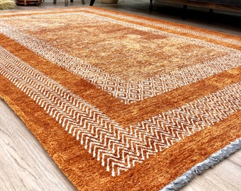 Alfombras para sala de estar, Alfombras para dormitorio, Alfombra de cocina, Alfombra moderna, Alfombra de área, Alfombra de decoración boho, Alfombra estética, Alfombra naranja quemada, Alfombra turca