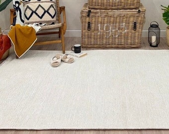 Alfombra crema blanca lisa sólida, alfombra lavable de algodón, alfombras grandes de gran tamaño para sala de estar, dormitorio, cocina, comedor Boho 9x12 8x10