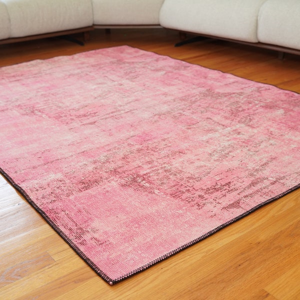 Abstract Pink Rug, Rugs for Living Room, Rugs for Bedroom, Modern Rug, Minimalist Rug, Cotton Rug, Soft Rug, Printed Rugs, Home Decor Rugs