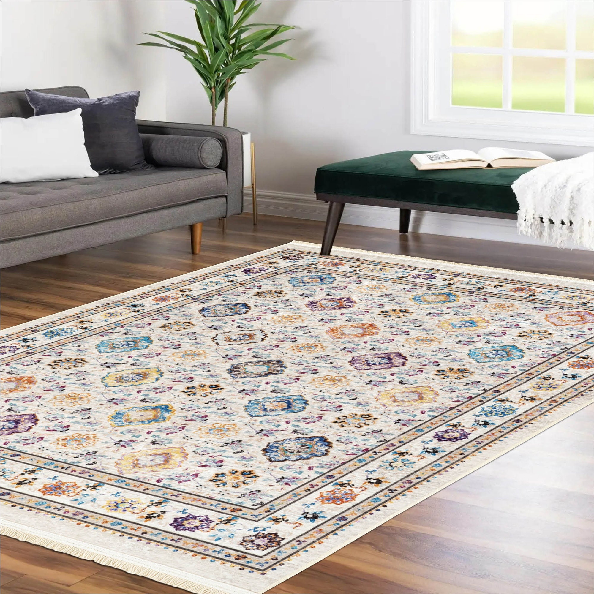  Washable Rug Living Room Rugs: 9x12 Area Rug Large Machine  Washable Luxury Floral Carpet Soft Non Slip Thin Carpets for Under Dining  Table Farmhouse Bedroom Nursery Home Office - Blue/Brown 