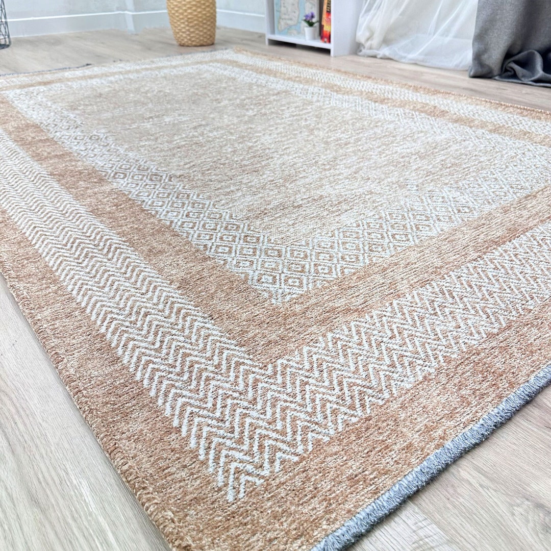 Amber Gold Cream Rug, Gold Decor Boho Aesthetic Area Rugs for Living