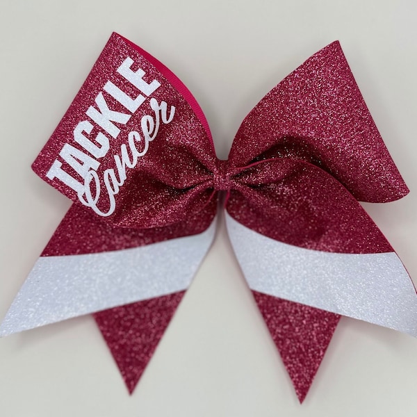 Tackle Pink- Cheer Bow (Large)