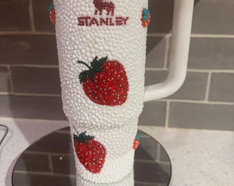 Rhinestone strawberries 30 oz Stanley cup/bling Stanley