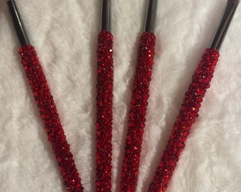 Conjunto de 4 pincéis de maquiagem com strass de cristal
