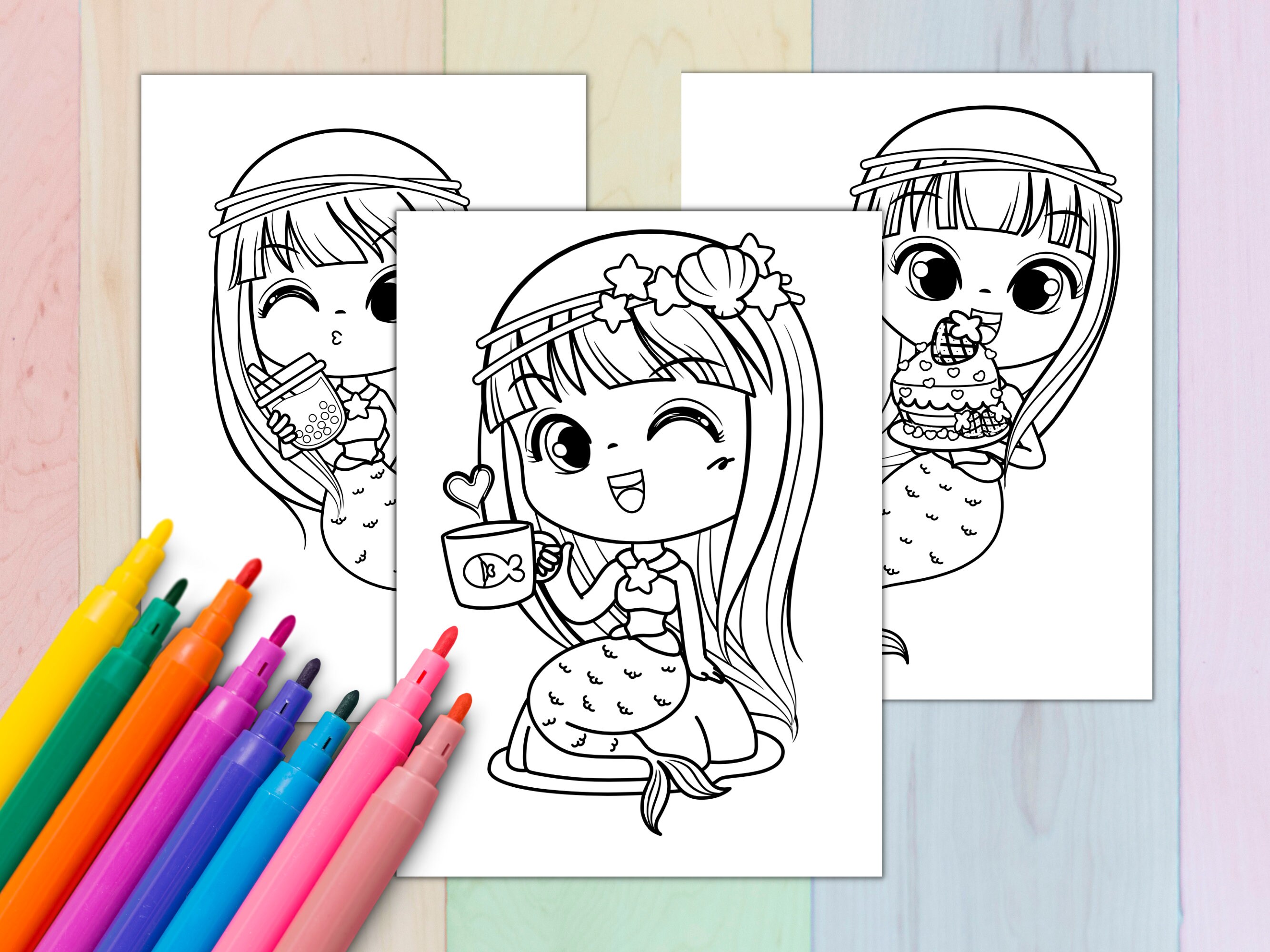 Cute Anime Mermaid Coloring Pages