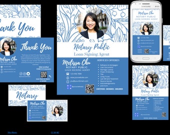 Notary Public Marketing / Branding Bundle - Blue Floral