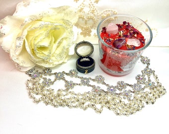 Bespoke Wedding Crystal Infused Candle -  Personalised  & an Option to add a Sterling Silver Bracelet Hidden the candle .