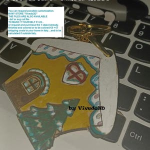 Snow-covered winter house, decoration or keychain,  h73mm, pendant or earring in wood, laser 3 file: dxf, svg, ai, Vivedo3D