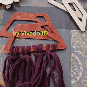 Wooden HANDLES trapezoid whit triangular hole for Accessories DIY Crochet, Macramé or Fabric BAGS, 230 x 120 mm, dxf svg file, by Vivedo3D