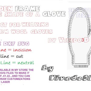 WOODEN FRAME Loom in the shape of a GLOVE, project for weaving warm wool gloves, Size L, laser cutting files dxf svg, by Vivedo3D