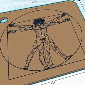 Pendant coaster with Vitruvian Man, anniversary of Leonardo Da Vinci,(file dxf, svg) by Vivedo3D