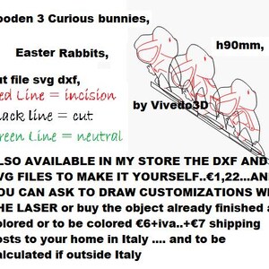 3 neugierige Hasen aus Holz, Osterhase, mit Sockel, H 90 mm, Schnittdatei SVG DXF, von Vivedo3D