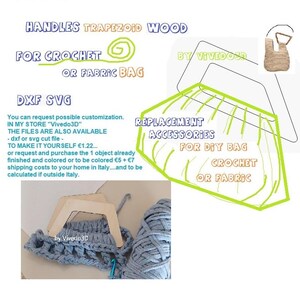 HANDLES trapezoid for Bag , Replacement Accessories DIY Crochet or Macramè or Fabric bags , 230x120mm, cuting file dxf svg, by Vivedo3D