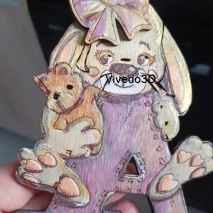 Hase klettert auf den Buchstaben A, Alphabethase aus Holz oder Filz h135mm, Osterhase, dxf und svg Laserschnittdatei (für 3 mm Holz), von Vivedo3D