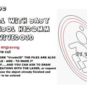 Houten ovaal met babysymbool h120mm van Vivedo3D