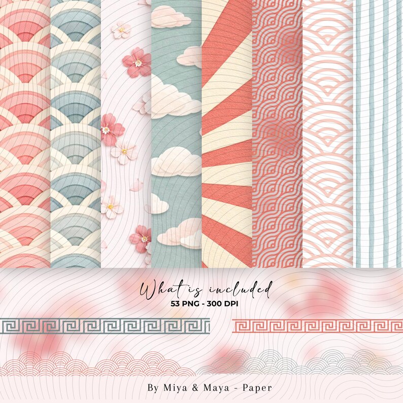 Japanese Kokeshi Doll Clipart Bundle PNG, Sakura Papercut Clip Art ...