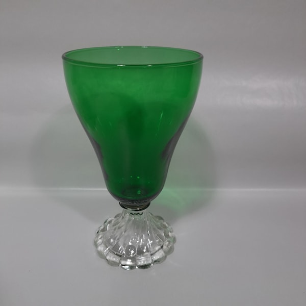 Vintage Anchor Hocking Burple Green Swirl Foot 6" Water Goblet - 3-1/2" Width