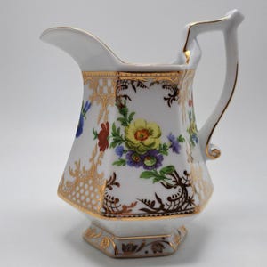 Royal Danube Ornate Floral Gold Trim Hexagonal Pitcher Pot