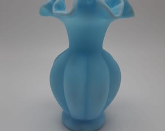 1950 年代のヴィンテージ フェントン フロスト ブルー ガラス メロン