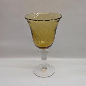 Artland Iris Yellow Air Bubbles Wine Glass Goblet 8&quot; Elegant