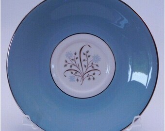 Vintage Blue Meadow Breeze Syracuse Saucer Plate 6&quot;- Blue Rim & Flowers