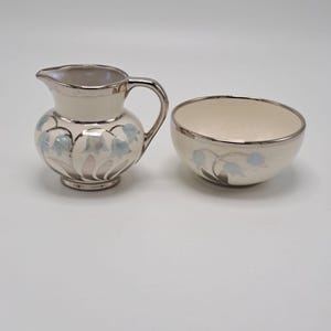 Lancaster Sandland Ware Hanley England Leaf Creamer Sugar Bowl Vintage