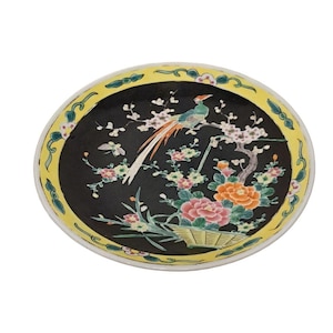 Vintage fazant vogel kersenbloesem Japan porselein handgeschilderd bloemenbord