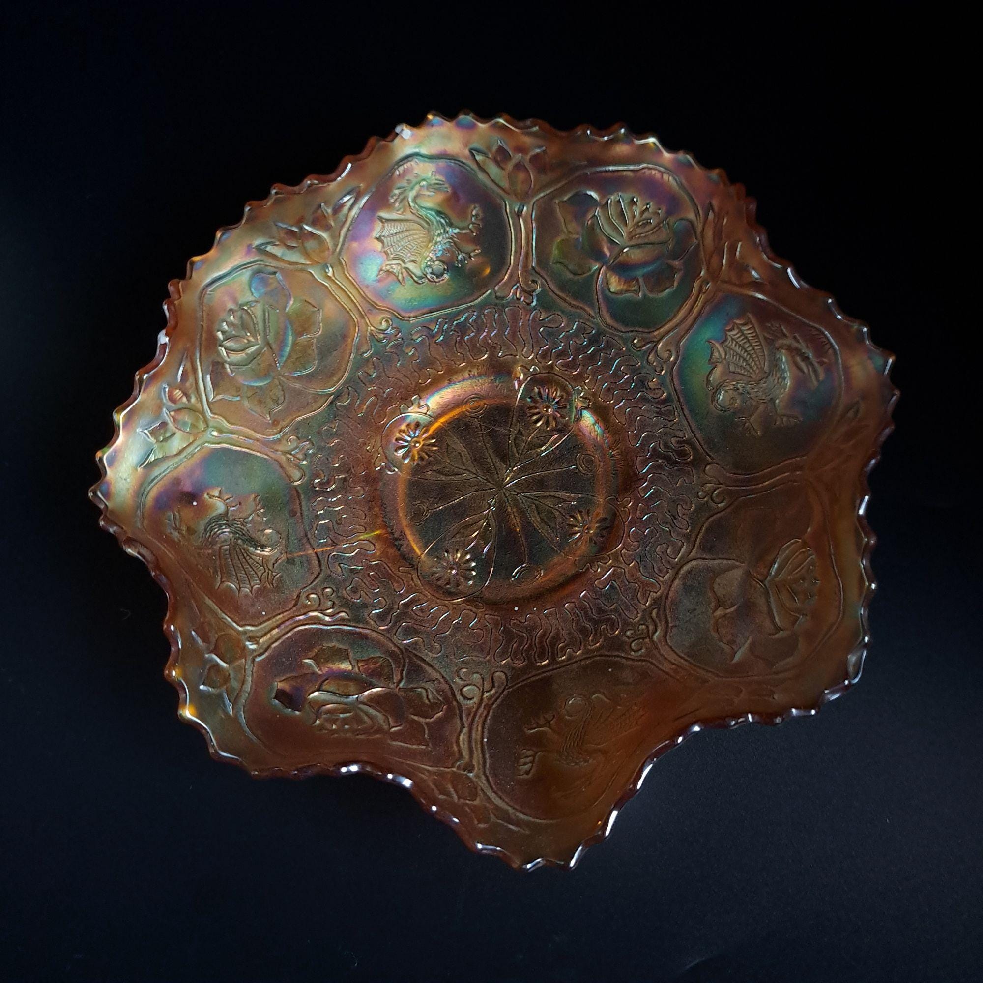 Carnival Glass Dragon and Lotus - Etsy