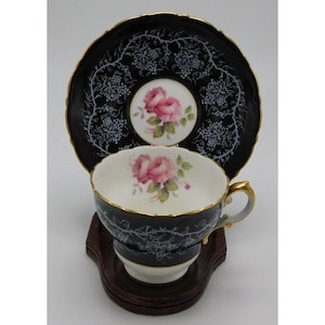 Royal Caulden Floral and Black Teacup & Saucer