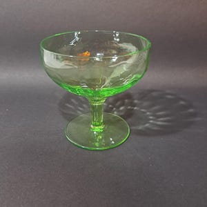 Hazel Atlas Depression Green Uranium Glass Footed Sherbet Dessert Cup