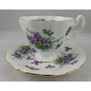 Adderley Violets Demitasse Teacup & Saucer