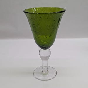 Artland Green Bubble Glass Wine Water Goblet Clear Sturdy Base