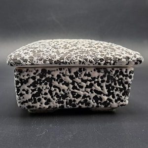 Posacenere in ceramica o scatola per sigarette con coperchio Kenwood Black White Speckle Confetti