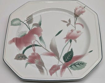 Mikasa Silk Flowers Dinner Plate 10" Continental USA Pink Floral Octagon