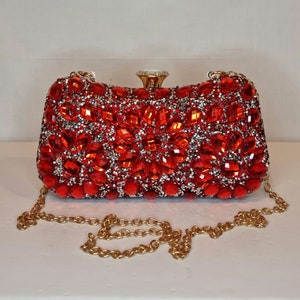 Rote Kirsche Bejeweled Luxus Kristall Diamant verzierte Abendunterarmtasche