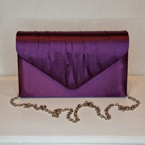 Deep Purple Satin Embellished Evening Clutch Bag