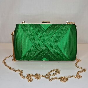 Apple Green Ruched Satin Tassel Embellished Evening Clutch Bag