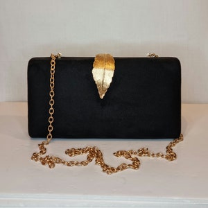 Schwarz Midnight Faux Wildleder Blattgold Verzierte Abendtasche