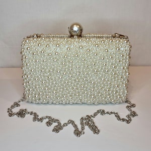 Bolso de mano de noche de lujo adornado a mano con perlas de marfil