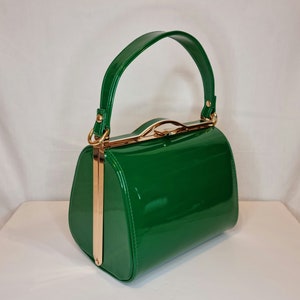 Grünes Patent Klassische Top Griff Verschönerte Abend Clutch Tasche