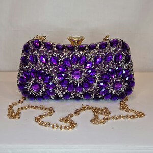 Lila Bejeweled Luxus Kristall Diamant Verschönerte Abend Clutch Tasche - LETZTE VORRAT