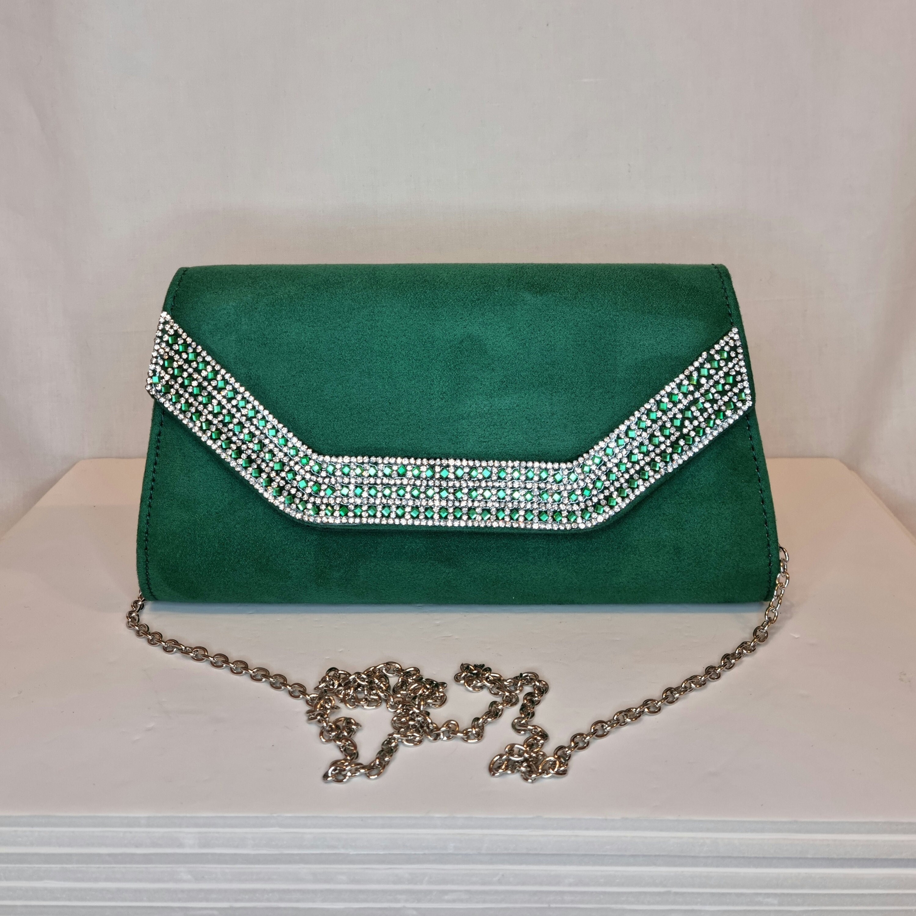 Green suede clutch hotsell