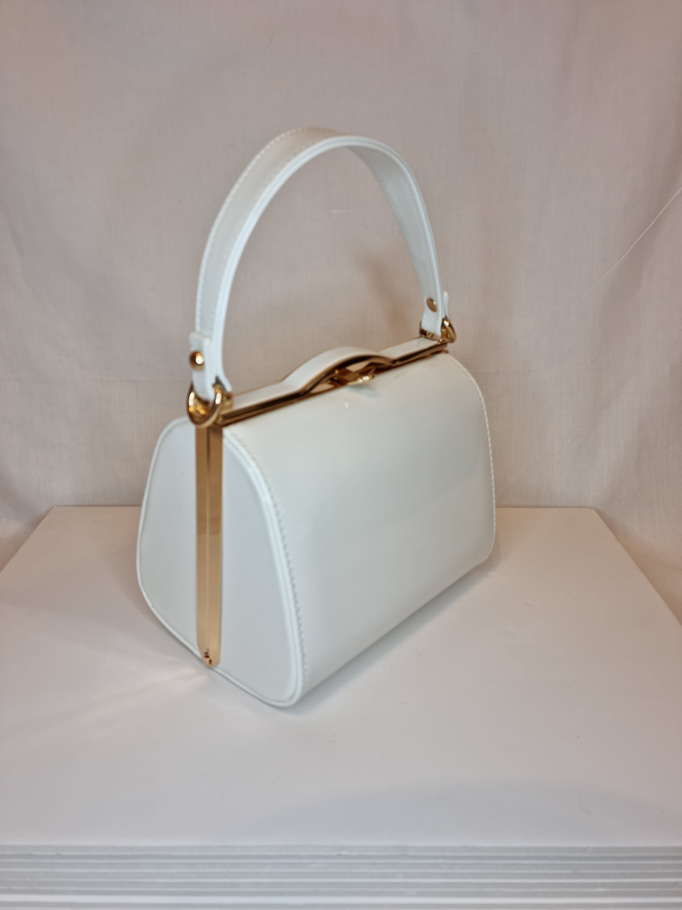 DIOR Off White Patent Leather Medium Vintage Lady Tote