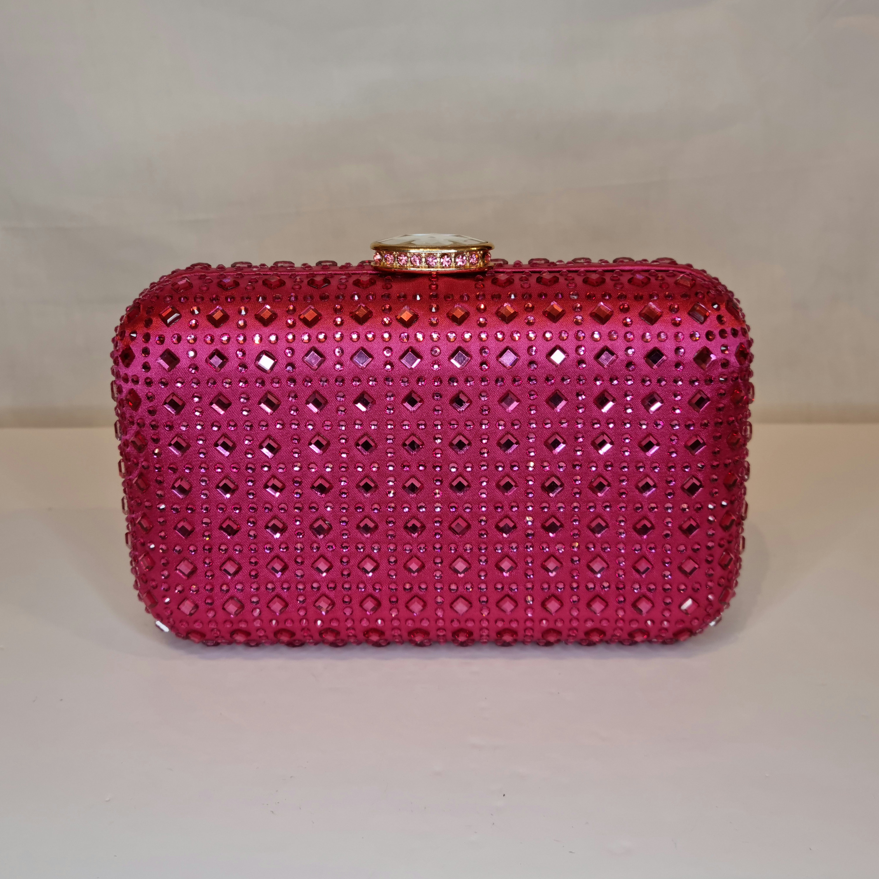 Dusty Pink Suede Invitation Clutch Envelope Bag with Large Crystal Brooch Embellishment