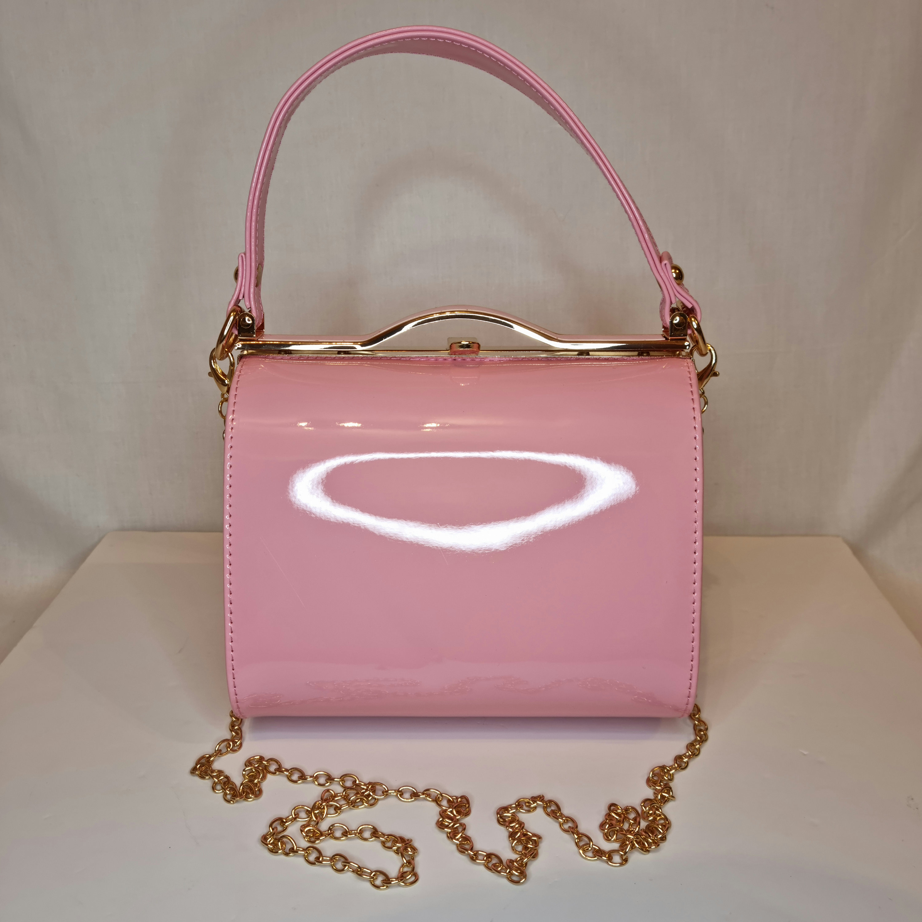 Blush pink patent clutch bag discount