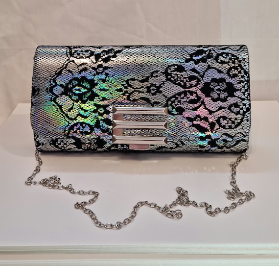 Silver holographic clutch bag clearance