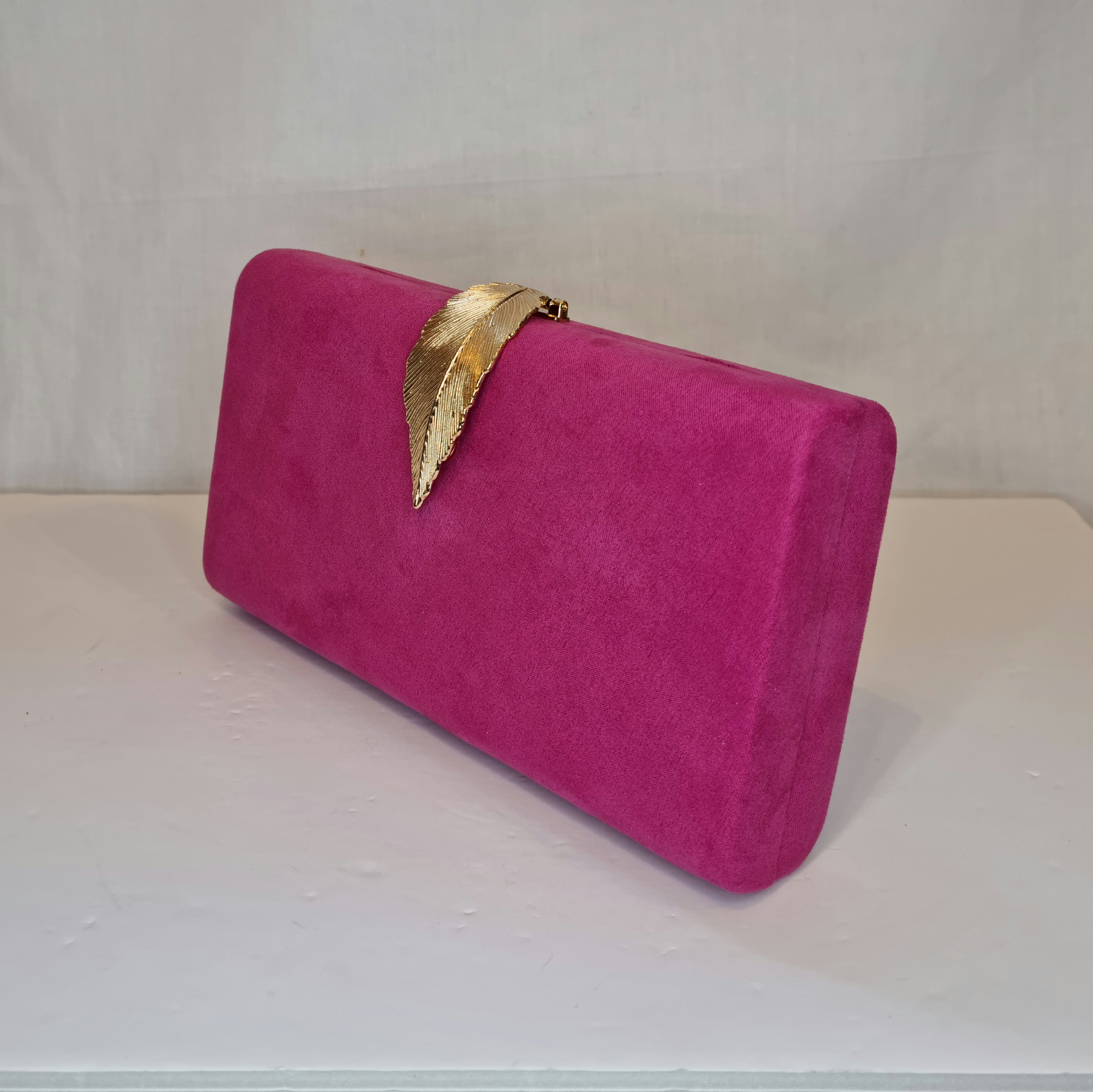 Fuchsia pink suede clutch bag clearance